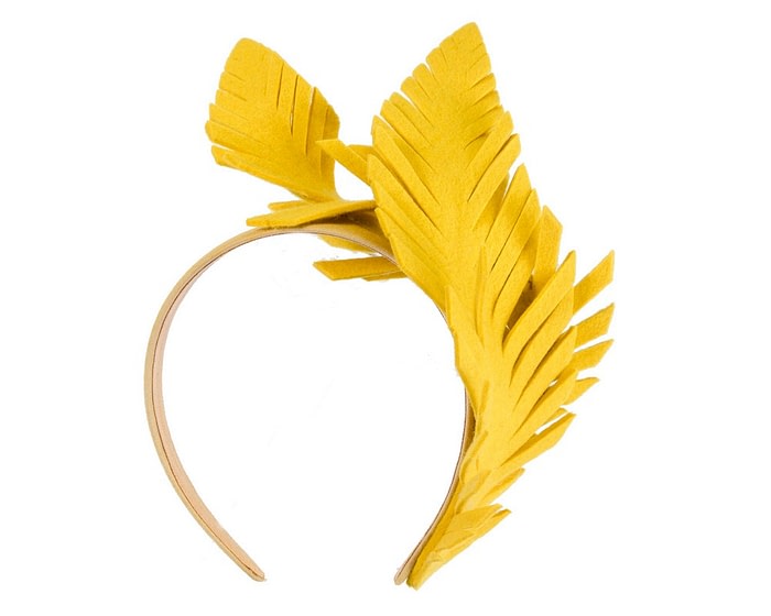 Fascinators Online - Yellow felt winter fascinator by Max Alexander