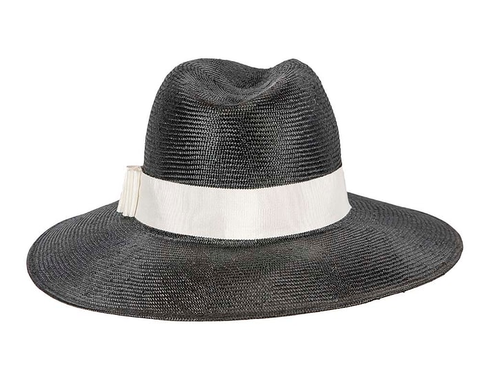 Fascinators Online - Black & white wide brim ladies fedora hat by Max Alexander