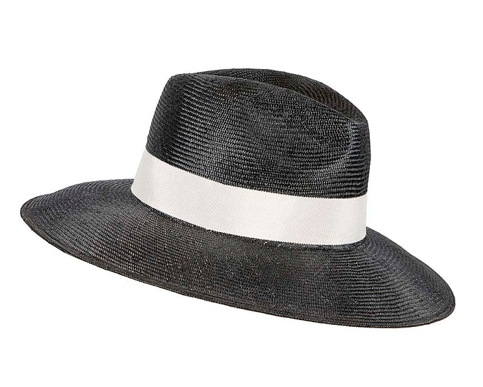 Black & white wide brim ladies fedora hat by Max Alexander - Image 3