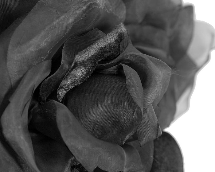 Large black silk flower headband by Fillies Collection - Image 3