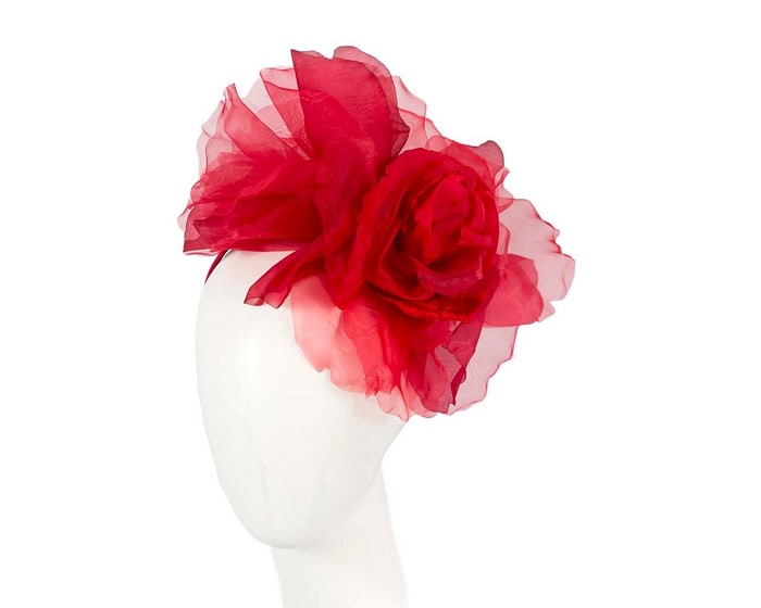 Large red silk flower headband by Fillies Collection