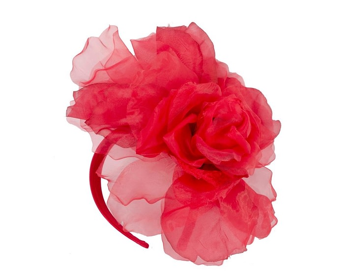 Large red silk flower headband by Fillies Collection - Image 2