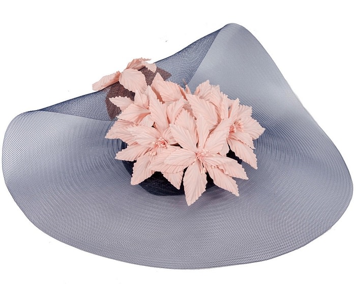 Bespoke navy & pink fascinator hat by Fillies Collection - Image 2