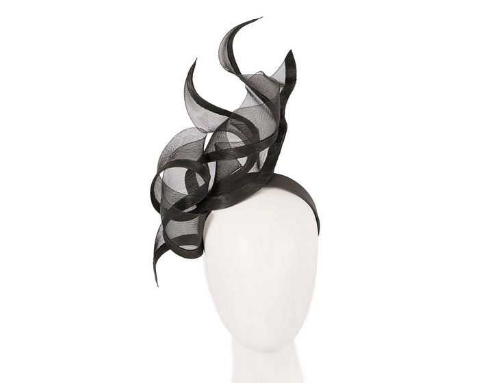 Bespoke large black racing fascinator by Fillies Collection