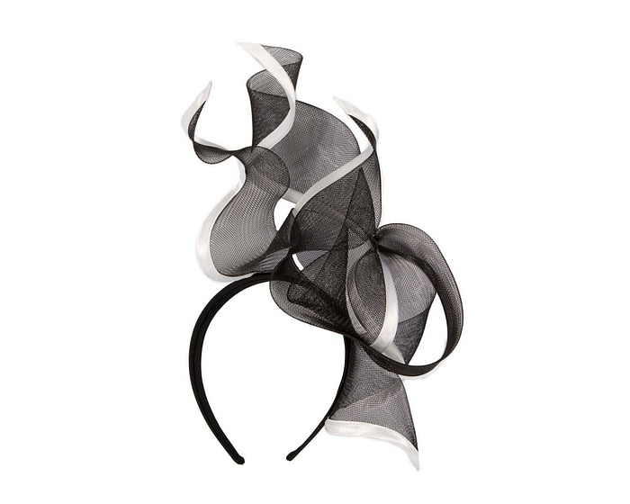 Bespoke large black & white racing fascinator by Fillies Collection - Image 4
