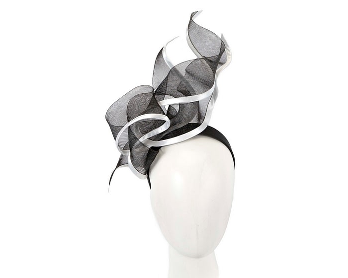 Bespoke large black & white racing fascinator by Fillies Collection