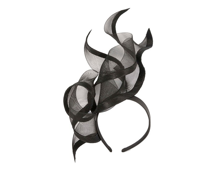 Bespoke large black racing fascinator by Fillies Collection - Image 2