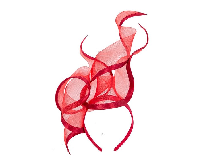 Bespoke large red racing fascinator by Fillies Collection - Image 2