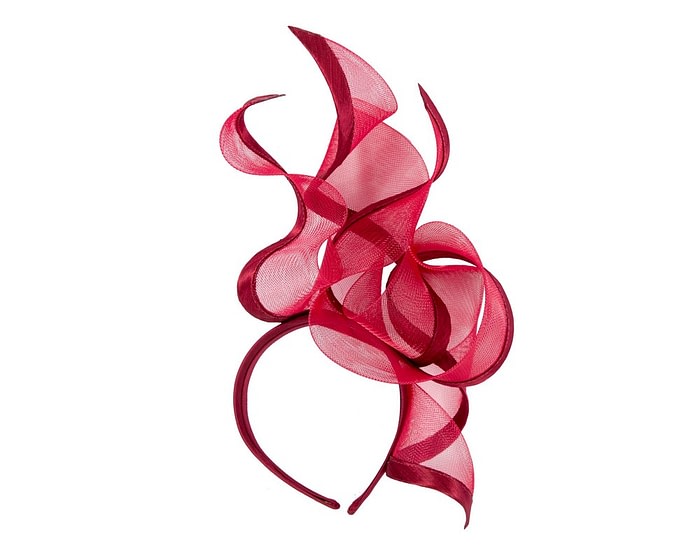 Bespoke large burgundy racing fascinator by Fillies Collection - Image 4