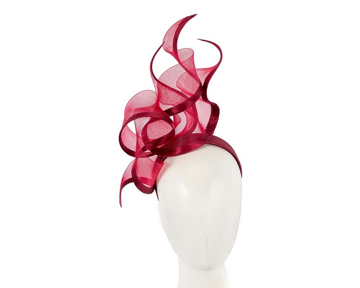 Bespoke large burgundy racing fascinator by Fillies Collection