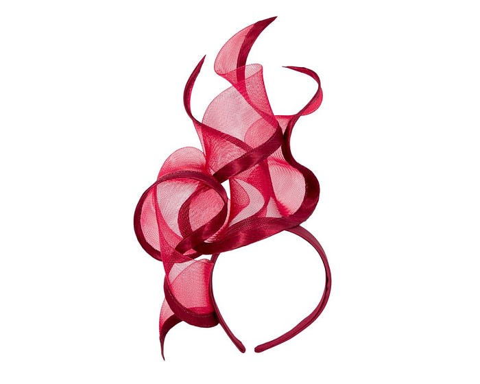 Bespoke large burgundy racing fascinator by Fillies Collection - Image 2