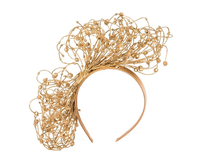 Fascinators Online - Bespoke gold racing fascinator by Fillies Collection