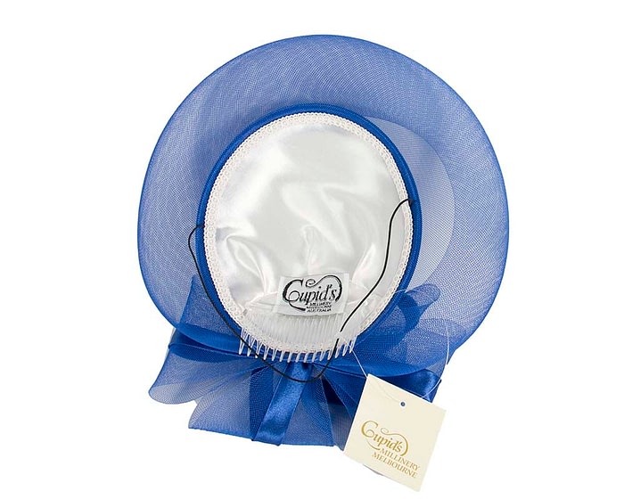 Royal blue custom made cocktail hat by Cupids Millinery - Image 3