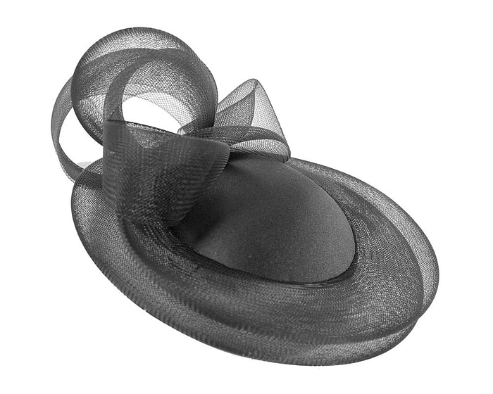 Black custom made cocktail hat by Cupids Millinery - Image 2