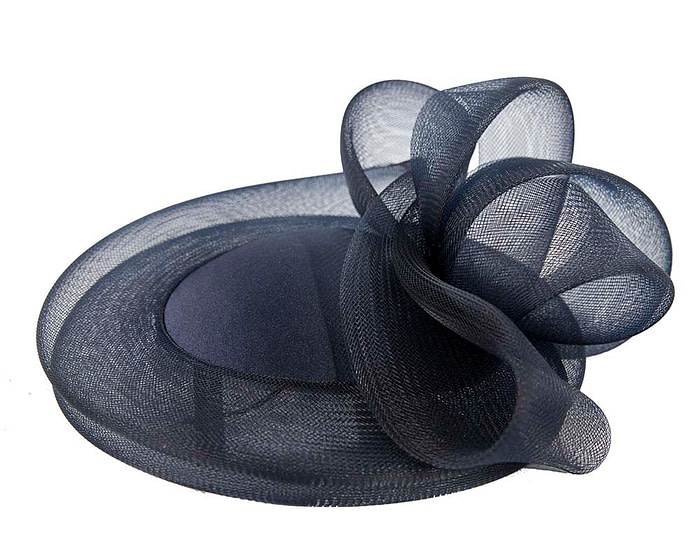 Dark navy custom made cocktail hat by Cupids Millinery - Image 6