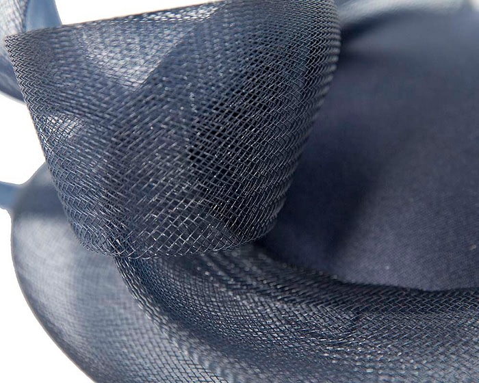 Dark navy custom made cocktail hat by Cupids Millinery - Image 5