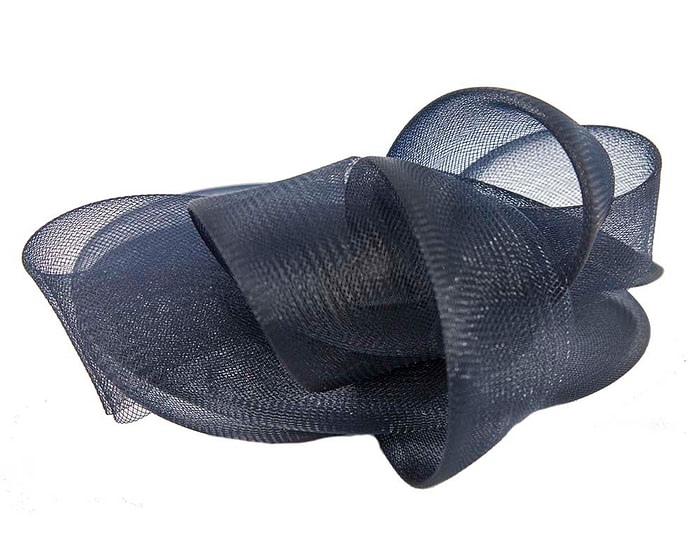 Dark navy custom made cocktail hat by Cupids Millinery - Image 3