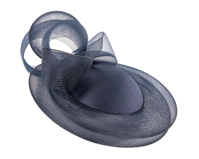 Dark navy custom made cocktail hat by Cupids Millinery - Image 2