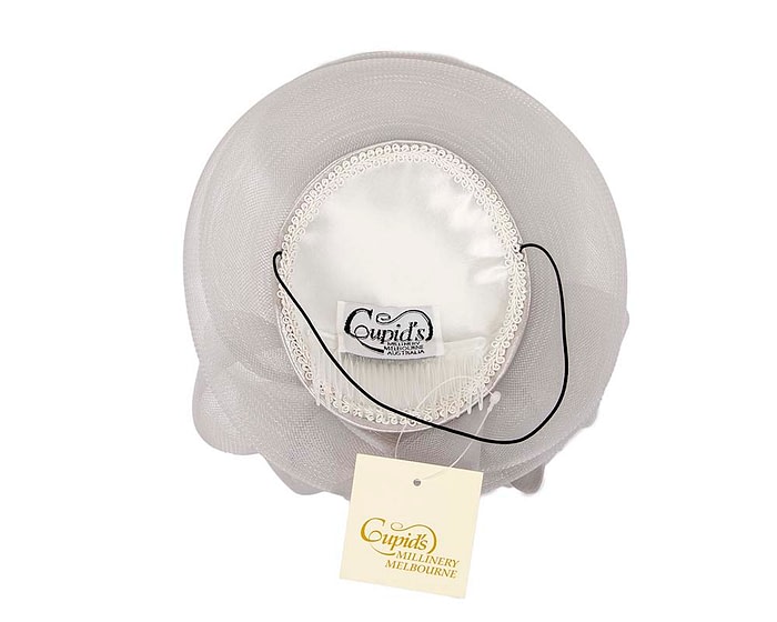 Silver custom made cocktail hat by Cupids Millinery - Image 3