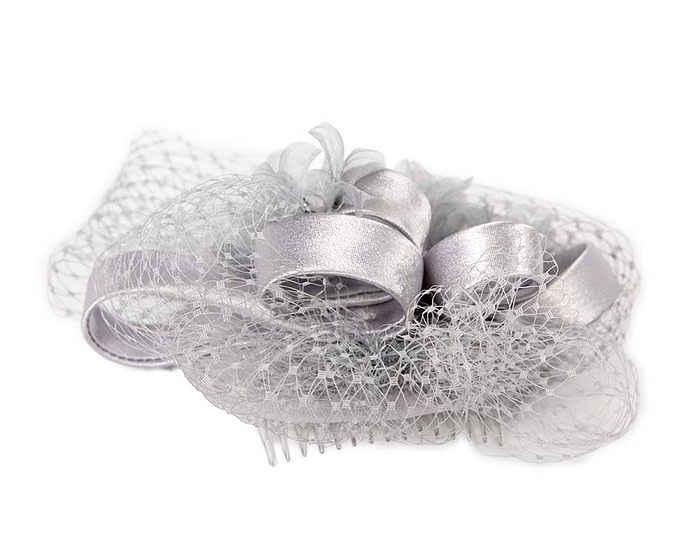 Custom made silver cocktail hat by Cupids Millinery - Image 5