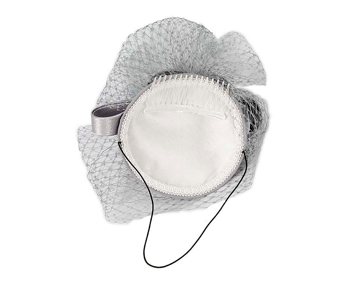 Custom made silver cocktail hat by Cupids Millinery - Image 4