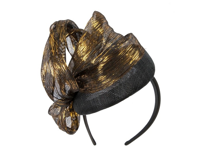 Black pillbox with gold bow by Fillies Collection - Image 6