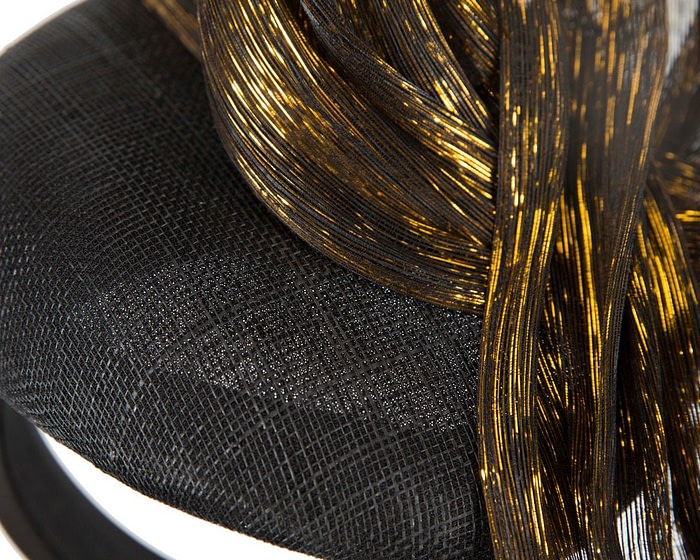 Black pillbox with gold bow by Fillies Collection - Image 5