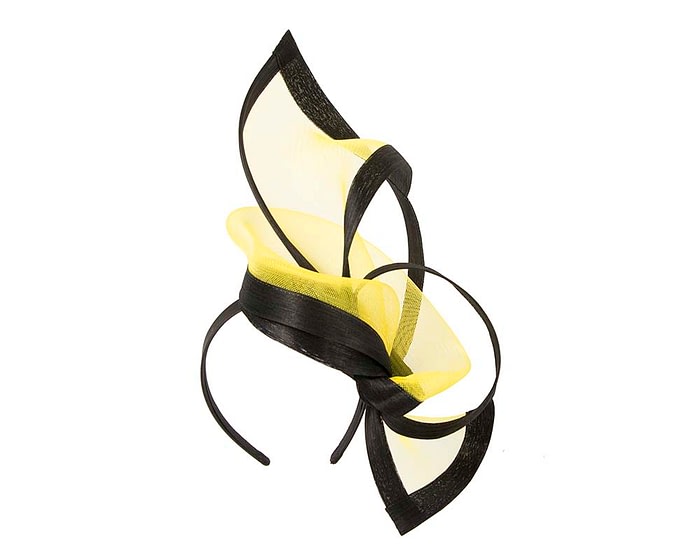 Edgy black & yellow fascinator by Fillies Collection - Image 2