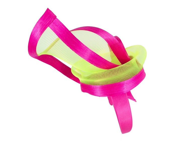 Edgy fuchsia & lime fascinator by Fillies Collection - Image 4