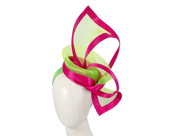 Edgy fuchsia & lime fascinator by Fillies Collection