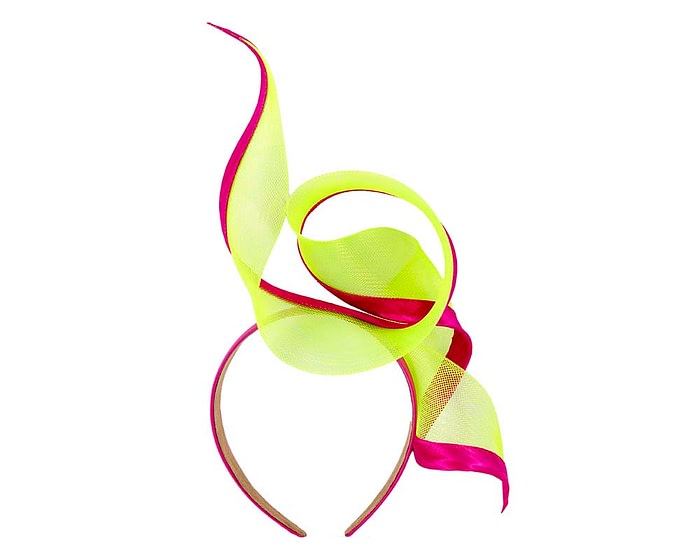 Twisted lime & fuchsia racing fascinator by Fillies Collection - Image 4