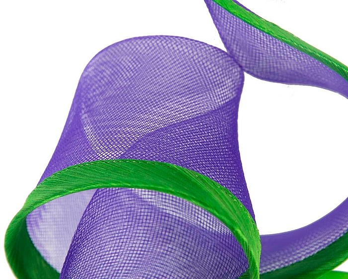 Twisted purple & lime racing fascinator by Fillies Collection - Image 3