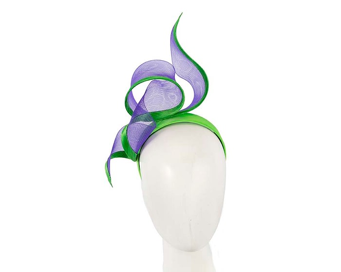 Twisted purple & lime racing fascinator by Fillies Collection