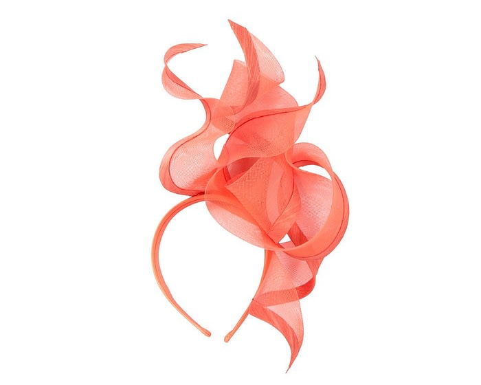 Fascinators Online - Bespoke large coral racing fascinator by Fillies Collection