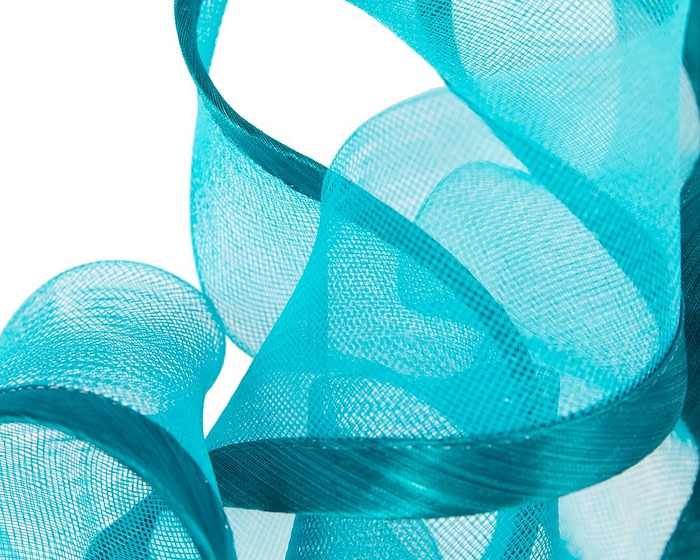Bespoke large turquoise racing fascinator by Fillies Collection - Image 3