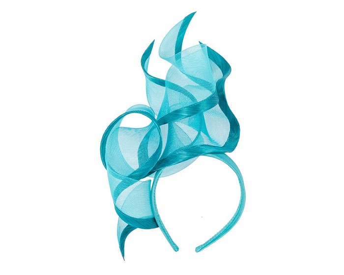 Bespoke large turquoise racing fascinator by Fillies Collection - Image 2