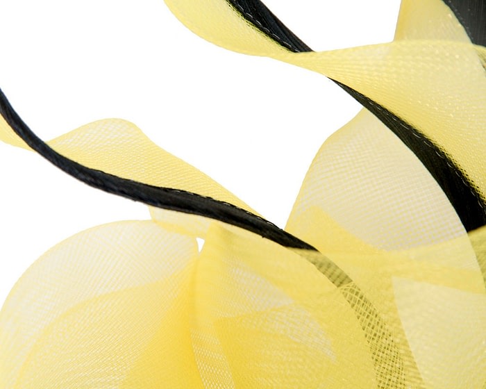 Bespoke large yellow & black racing fascinator by Fillies Collection - Image 3