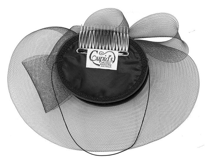 Black custom made Mother of the Bride cocktail hat - Image 4