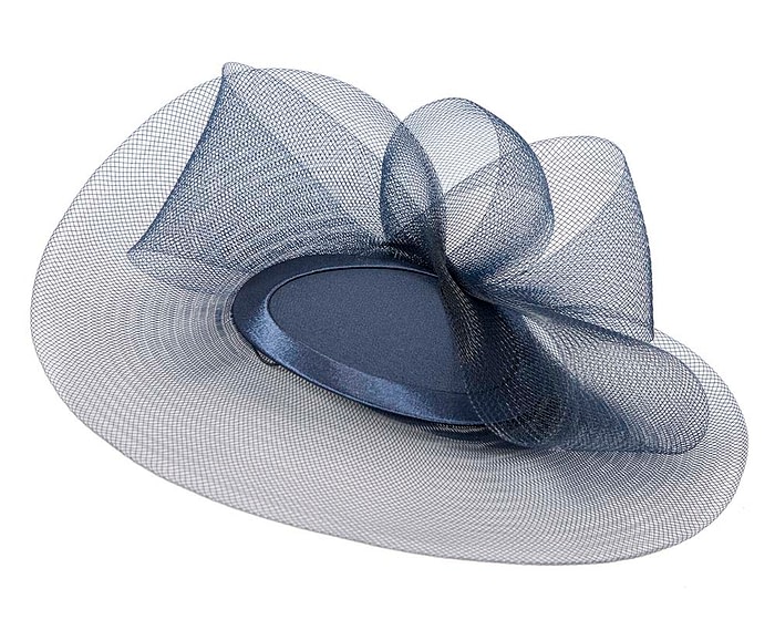 Navy custom made Mother of the Bride cocktail hat - Image 2