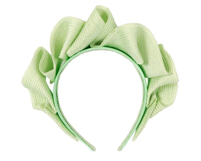 Lime green PU leather crown fascinator by Max Alexander - Image 4
