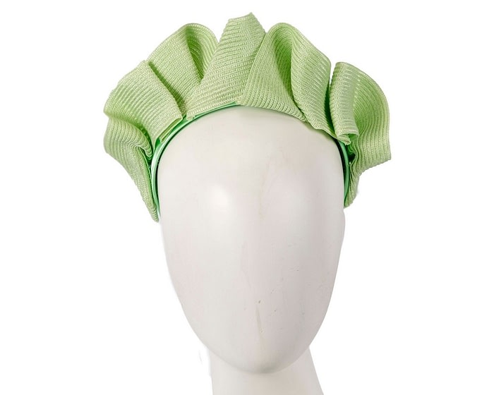Lime green PU leather crown fascinator by Max Alexander
