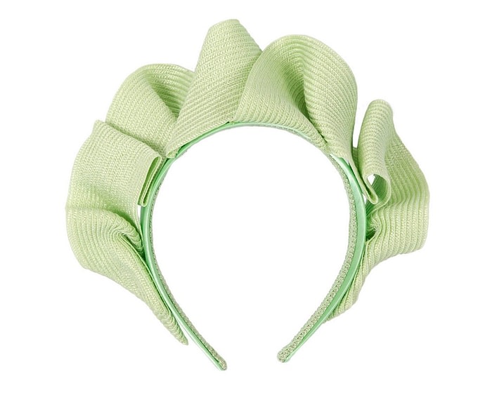 Lime green PU leather crown fascinator by Max Alexander - Image 2