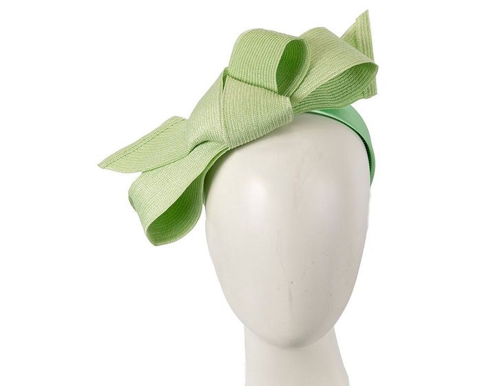 Large lime bow fascinator by Max Alexander