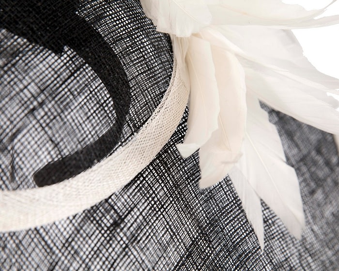 Large black & cream sinamay hat by Max Alexander - Image 5