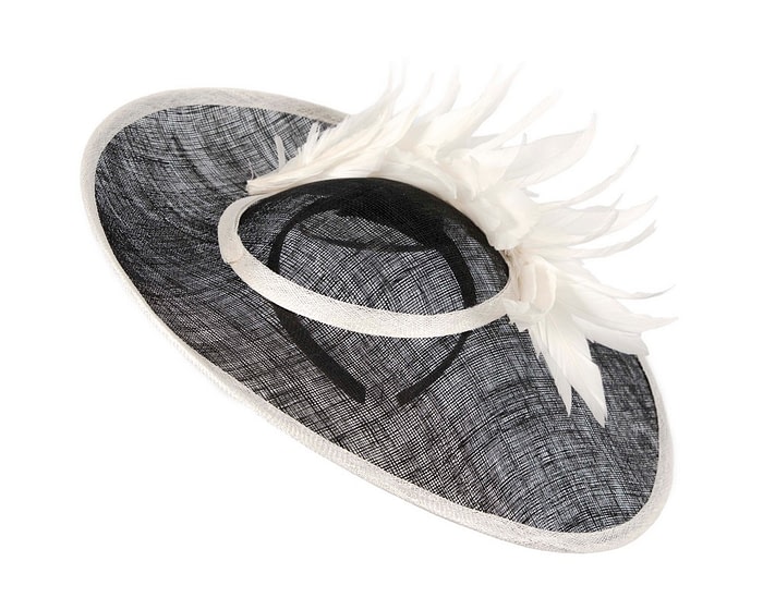 Large black & cream sinamay hat by Max Alexander - Image 2