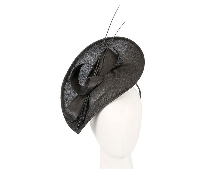Bespoke black sinamay fascinator by Max Alexander