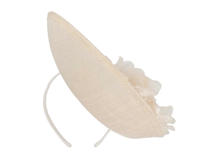 Fascinators Online - Bespoke cream sinamay fascinator with flower by Max Alexander