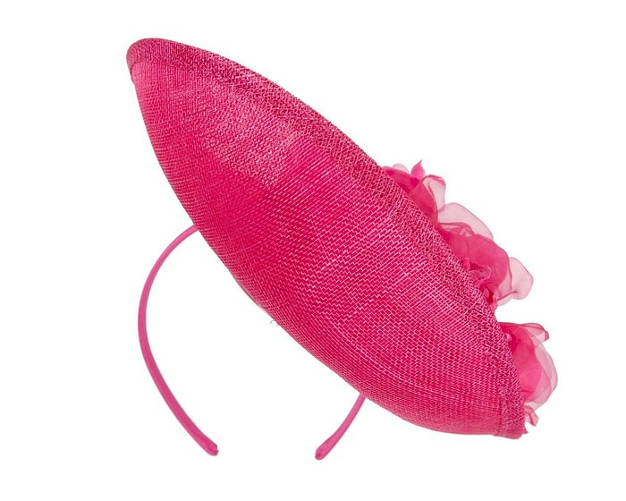 Bespoke fuchsia sinamay fascinator with flower by Max Alexander - Image 5