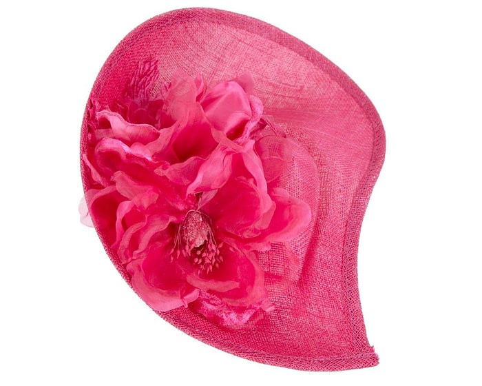 Fascinators Online - Bespoke fuchsia sinamay fascinator with flower by Max Alexander