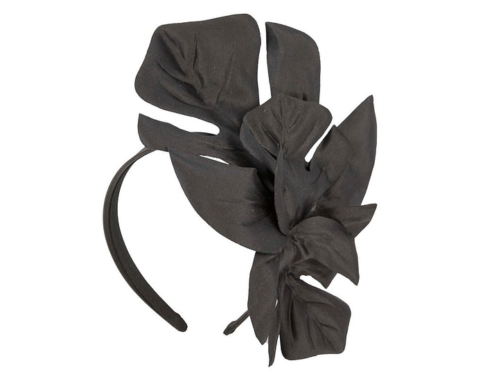 Fascinators Online - Large black leaves racing fascinator by Max Alexander